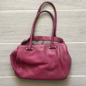 Kate Spade maroon tote with white & black, used